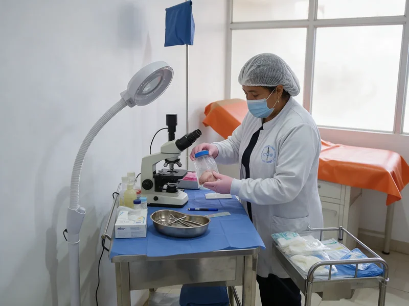Preparación no invasiva de material de laboratorio