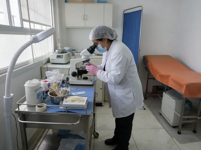 Revisión de citología en laboratorio